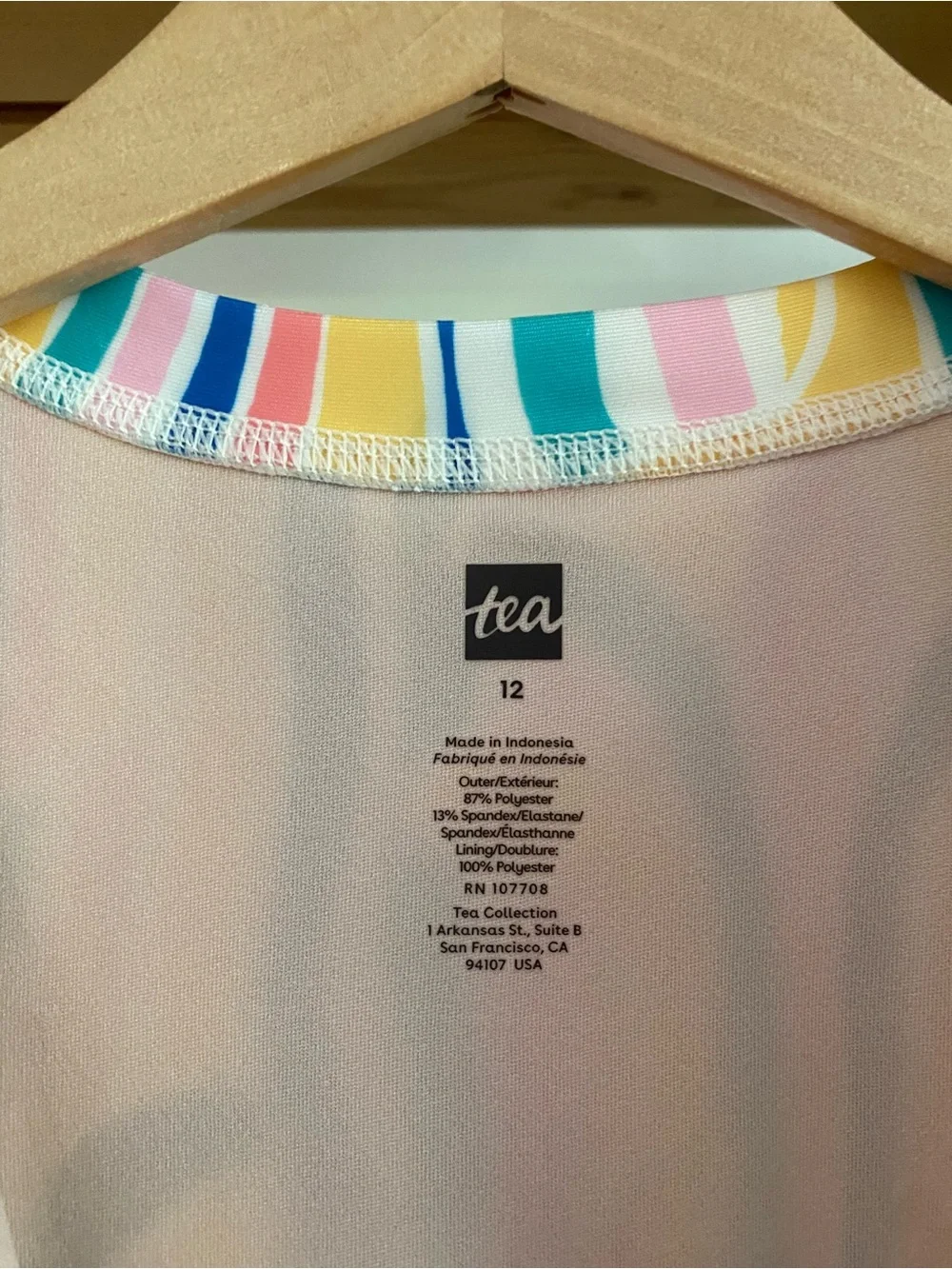 Tea Collection Rainbow Stripe Print Long Sleeve Rashguard One Piece Swimsuit 12